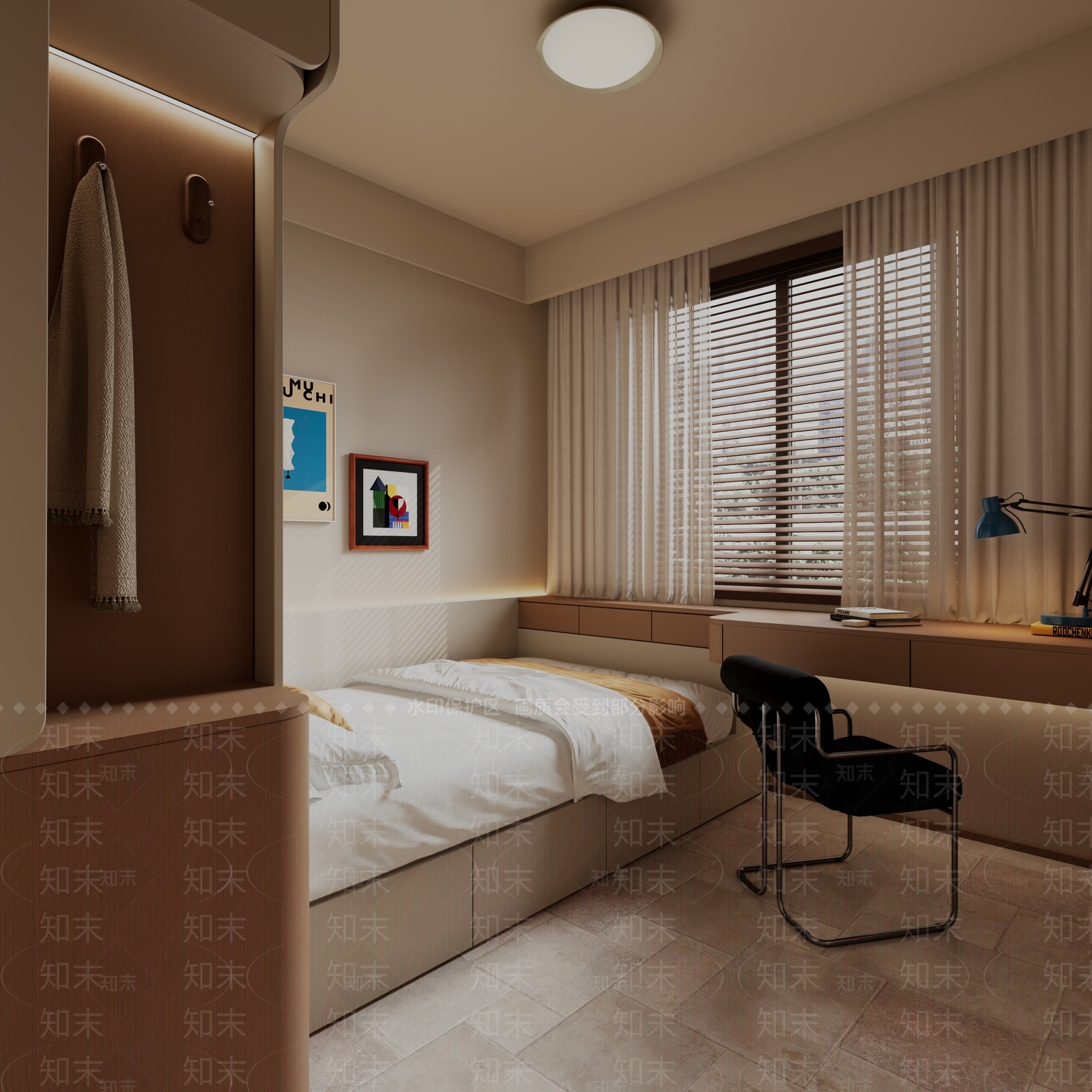 现代简约小卧室3D模型下载【ID:1227137275】