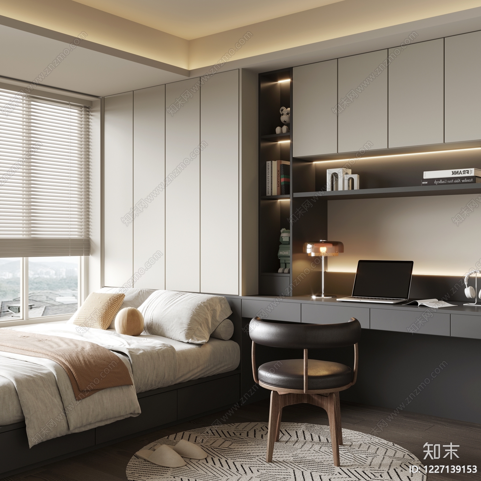 现代简约榻榻米卧室SU模型下载【ID:1227139153】
