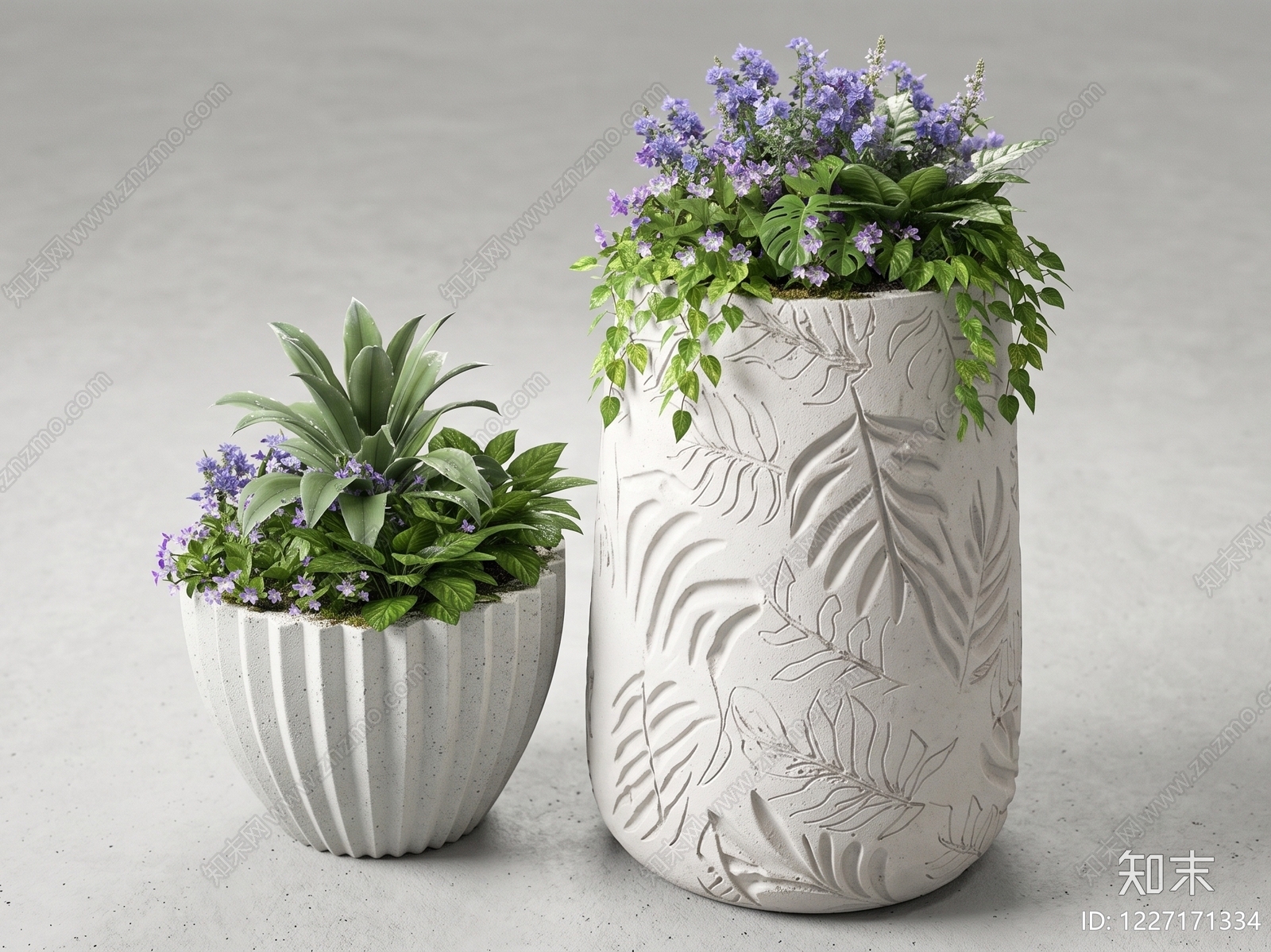 现代花钵花器SU模型草图