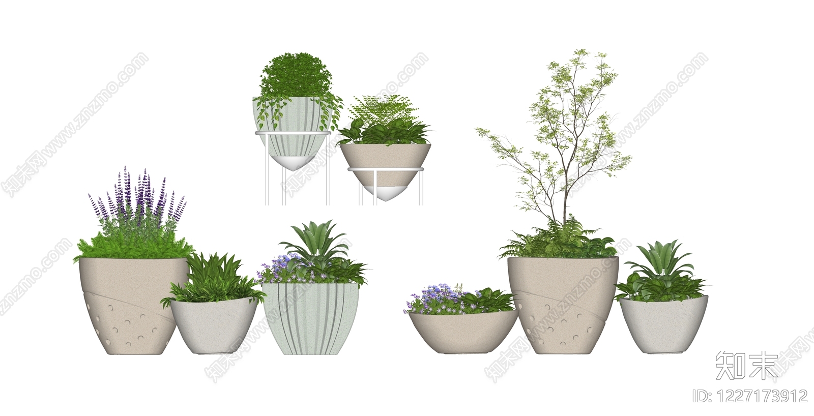 现代简约花钵花器SU模型草图