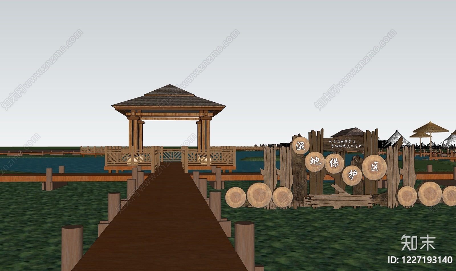 传统园林生态湿地SU模型下载【ID:1227193140】