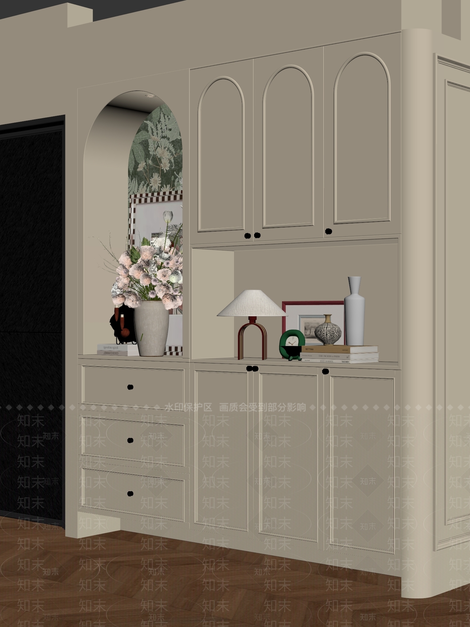 奶油风玄关3D模型下载【ID:1227207776】