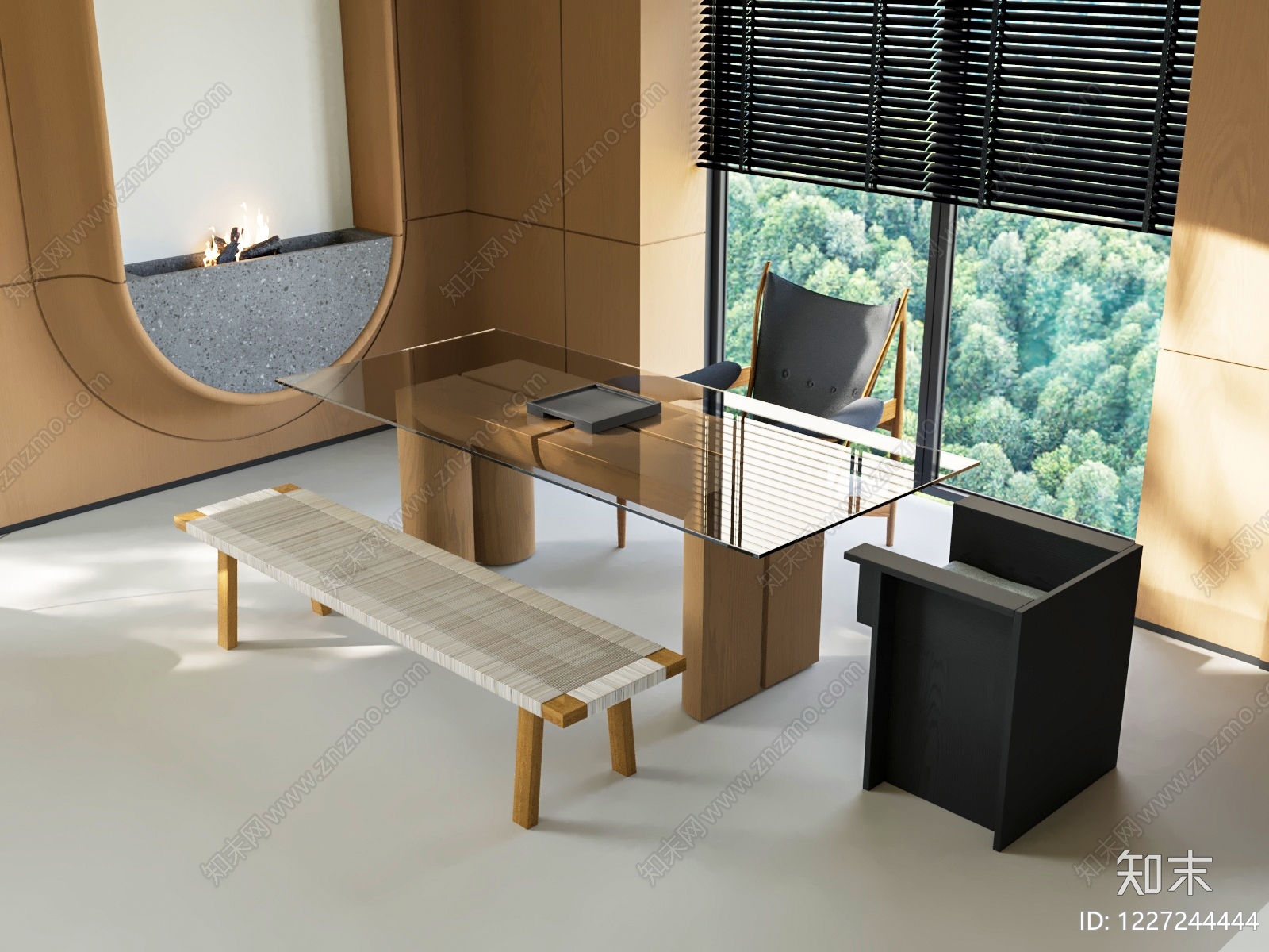 现代简约餐桌椅SU模型草图