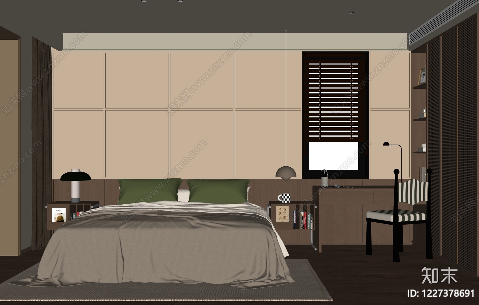 现代简约家居卧室SU模型下载【ID:1227378691】