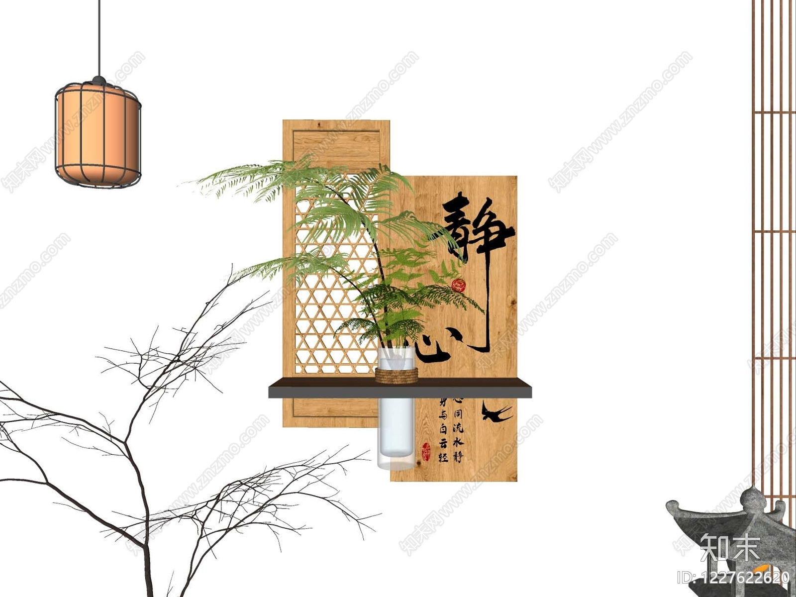 禅意艺术装置SU模型下载【ID:1227622620】