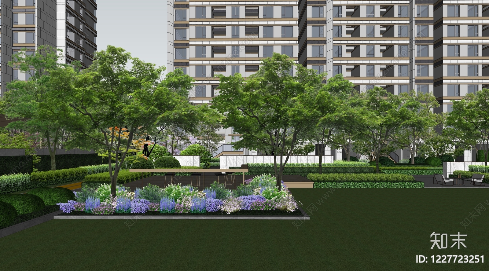 现代小区景观SU模型下载【ID:1227723251】