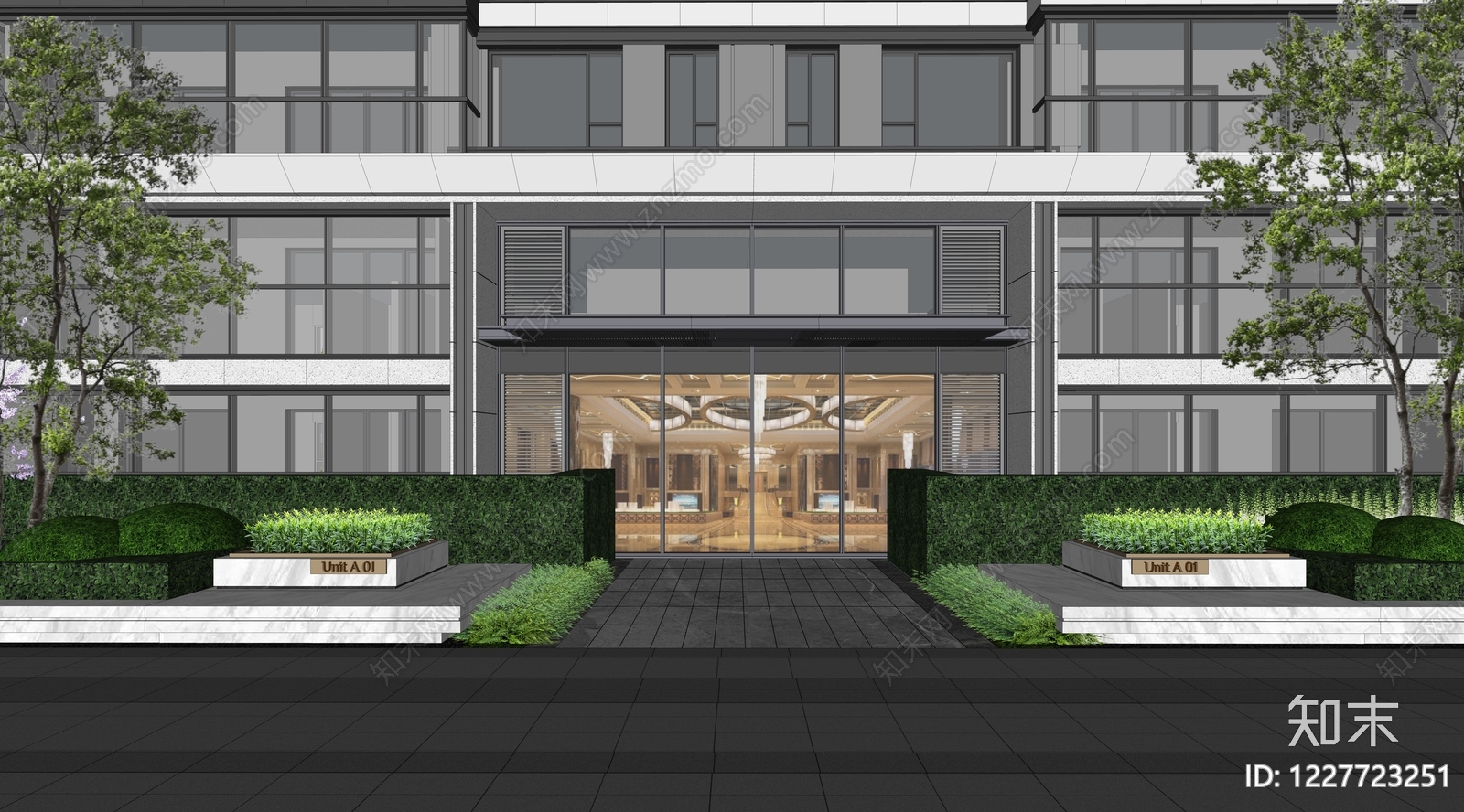 现代小区景观SU模型下载【ID:1227723251】