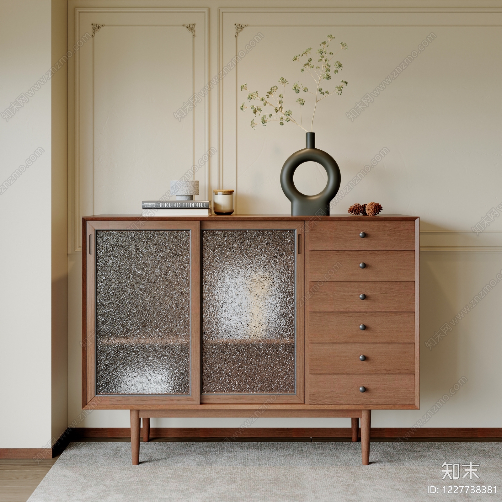 中古风餐边柜SU模型草图
