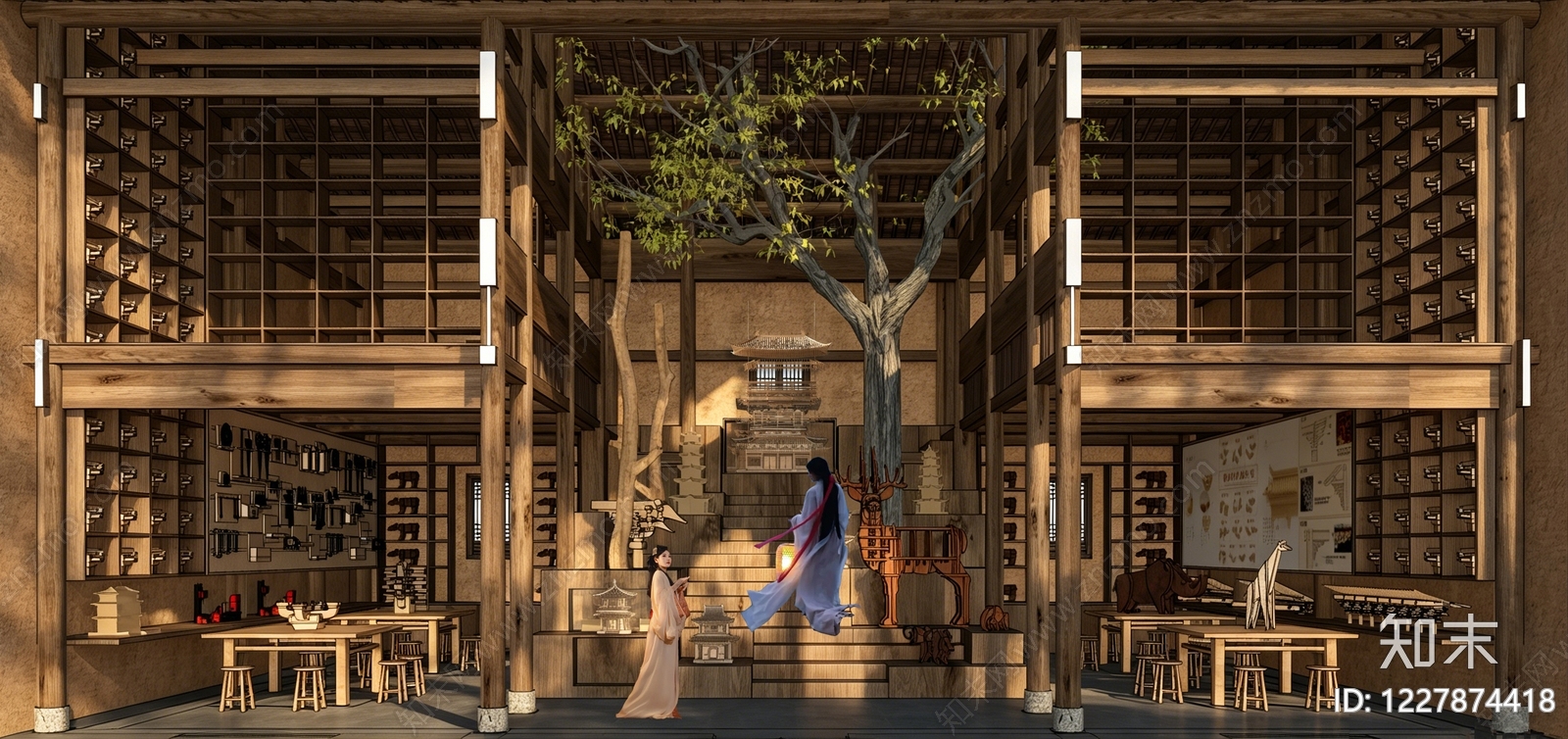 新中式非遗展厅SU模型下载【ID:1227874418】