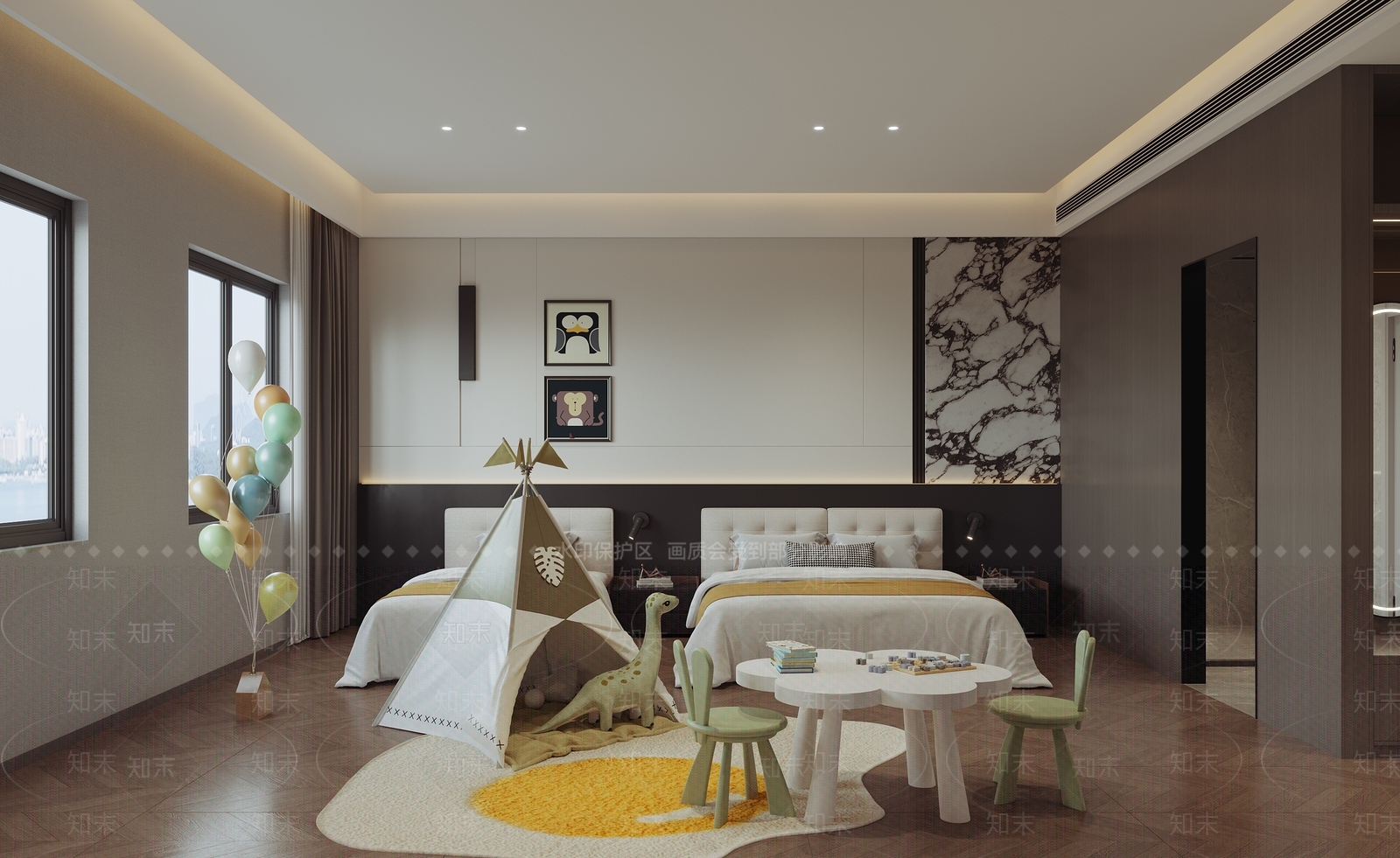 现代简约酒店客房3D模型下载【ID:1227882953】