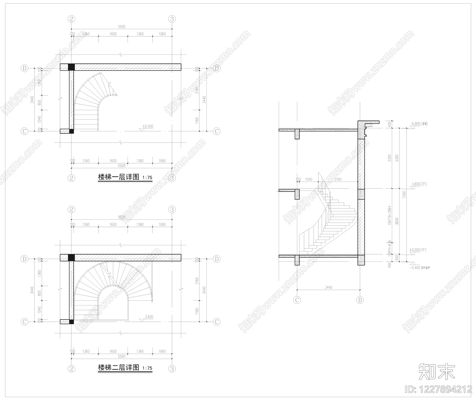 别墅建筑cad施工图下载【ID:1227894212】