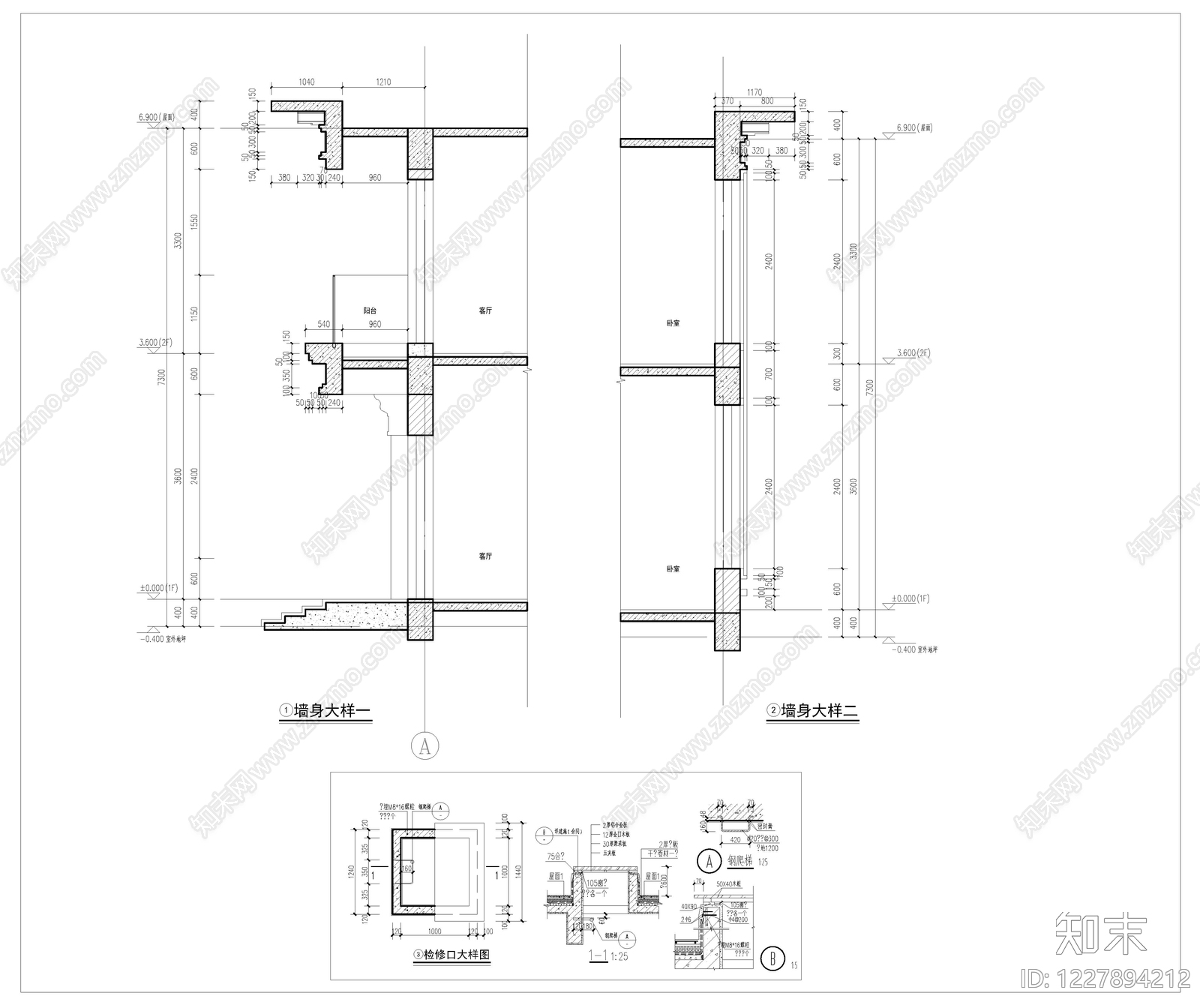 别墅建筑cad施工图下载【ID:1227894212】
