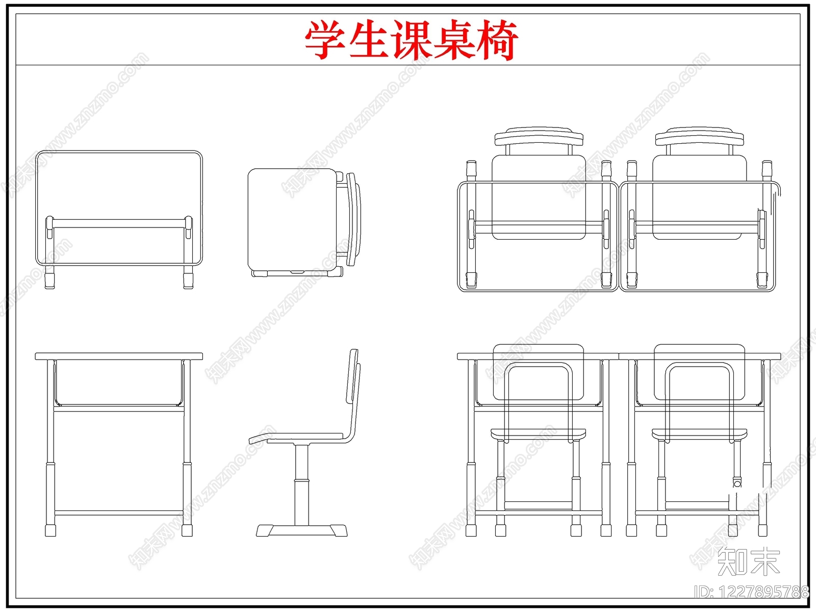 桌椅cad施工图下载【ID:1227895788】