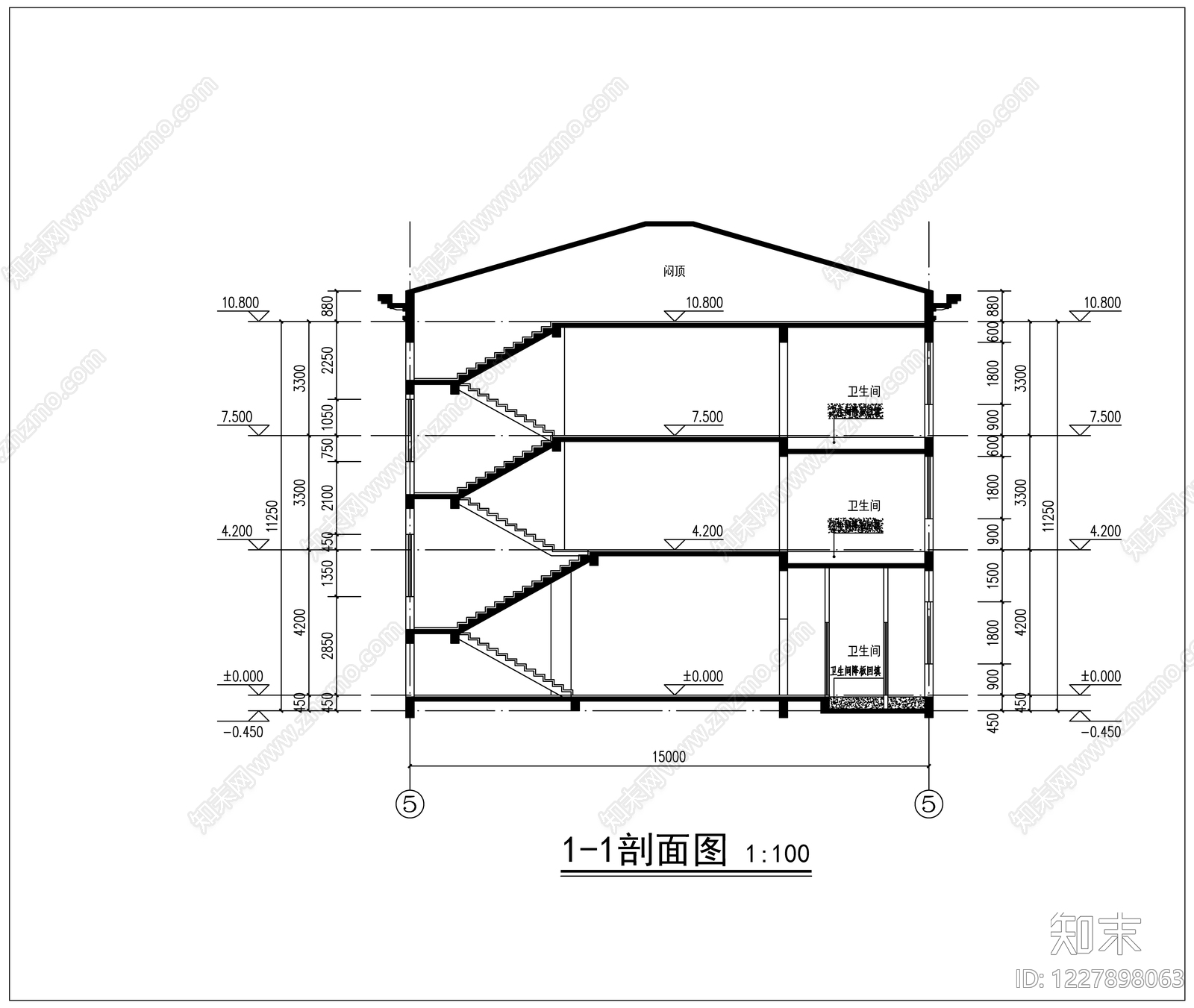 别墅建筑cad施工图下载【ID:1227898063】
