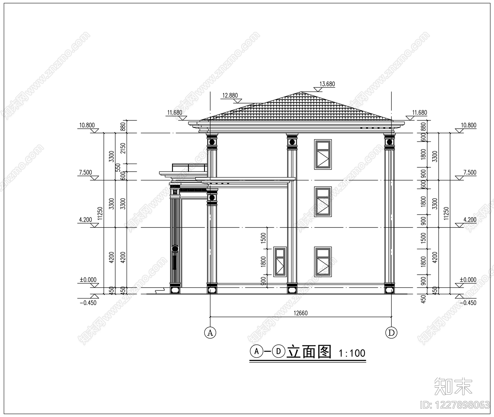 别墅建筑cad施工图下载【ID:1227898063】