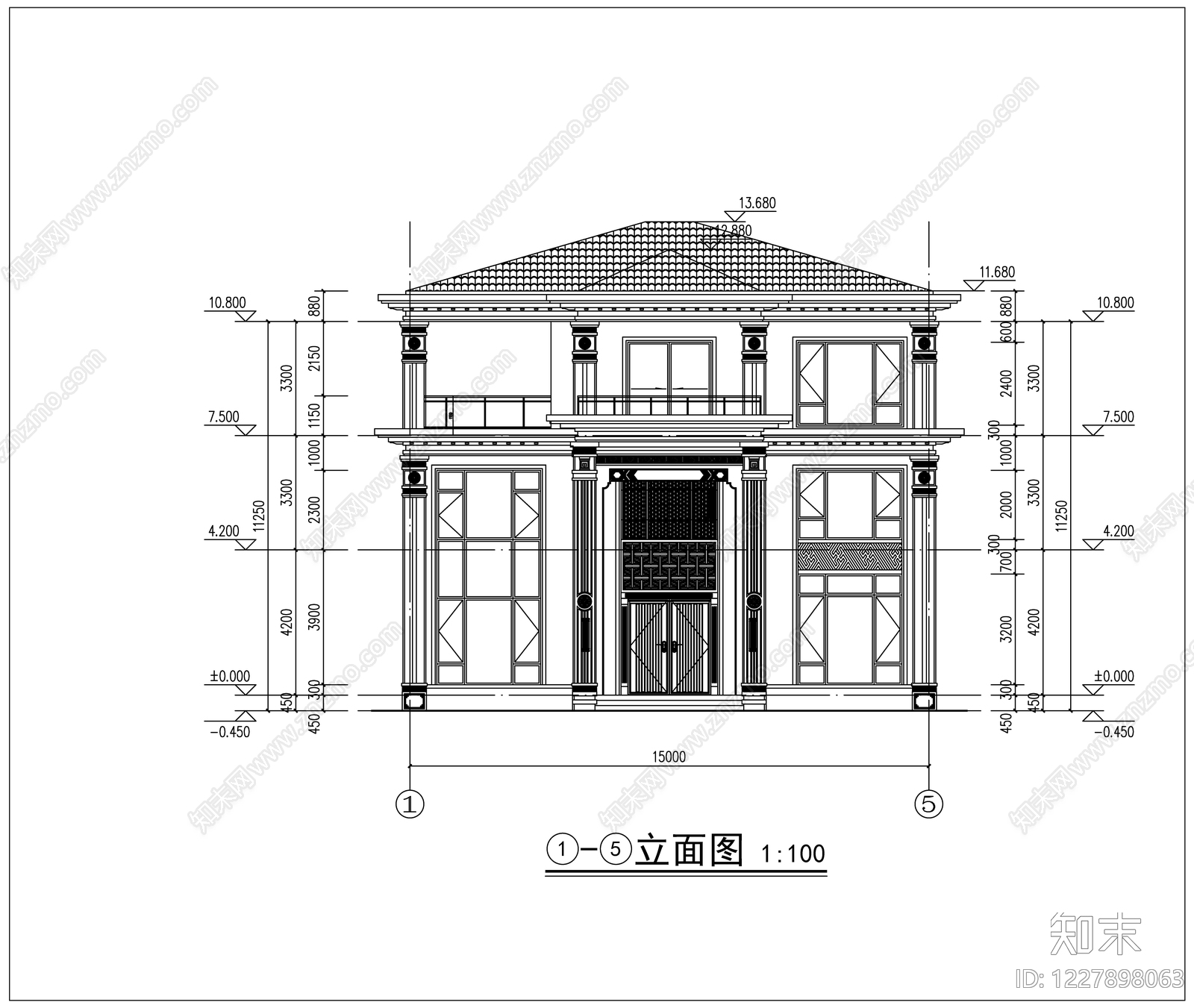 别墅建筑cad施工图下载【ID:1227898063】