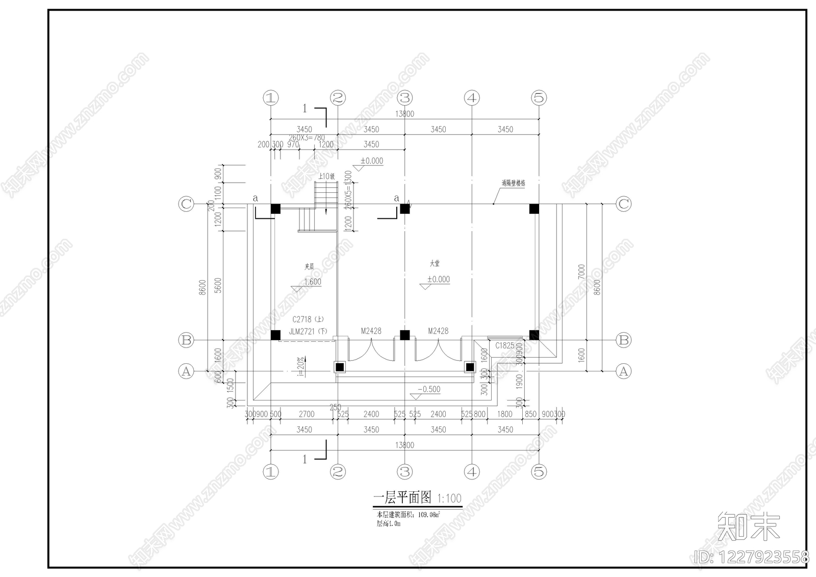 别墅建筑cad施工图下载【ID:1227923558】