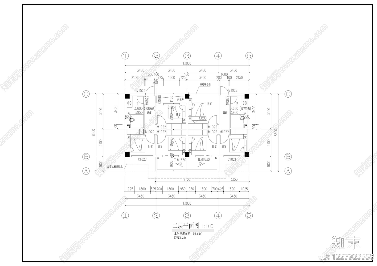 别墅建筑cad施工图下载【ID:1227923558】