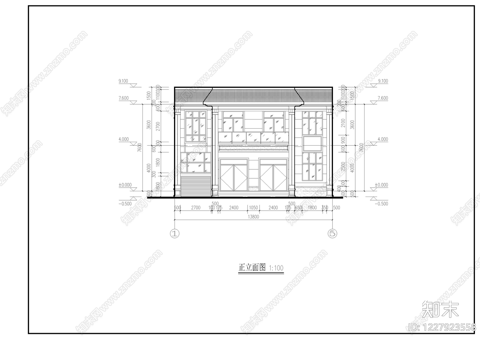别墅建筑cad施工图下载【ID:1227923558】
