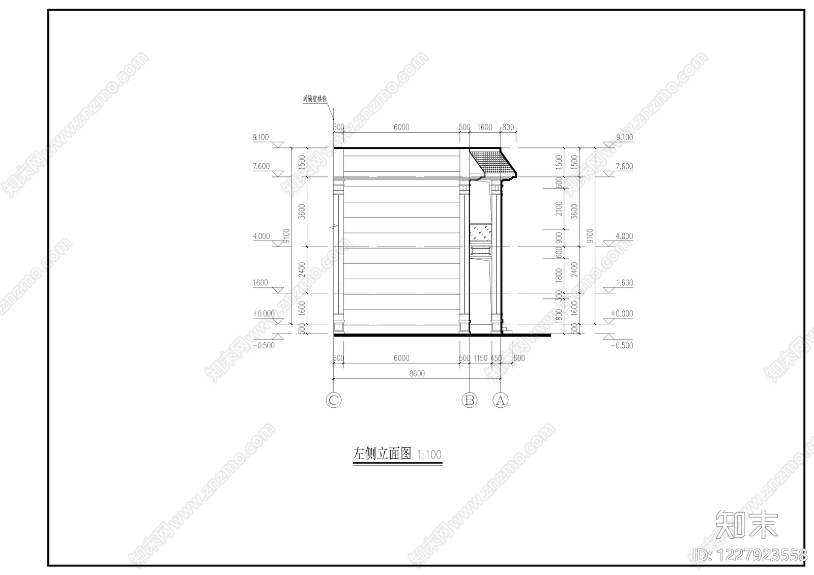 别墅建筑cad施工图下载【ID:1227923558】