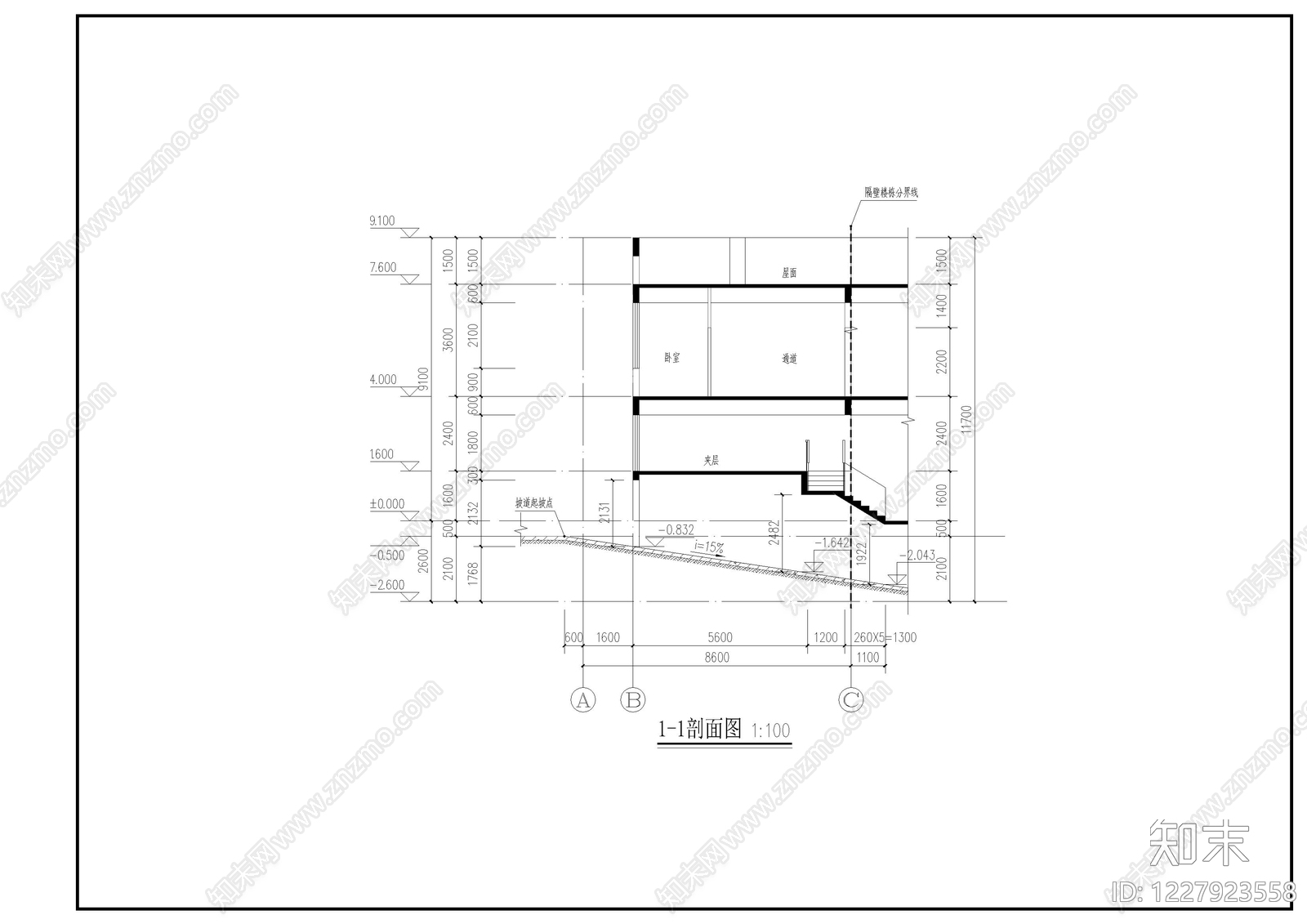 别墅建筑cad施工图下载【ID:1227923558】