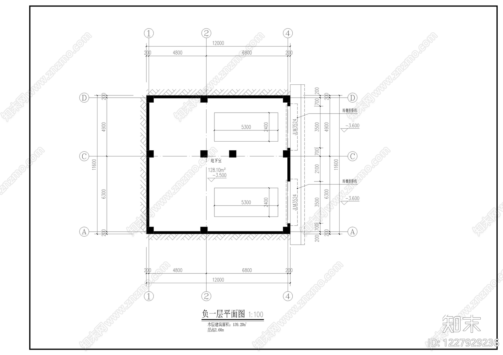 别墅建筑cad施工图下载【ID:1227929236】