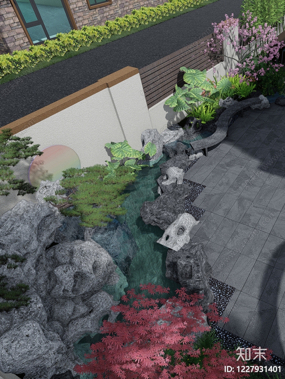 新中式景观别墅庭院SU模型下载【ID:1227931401】
