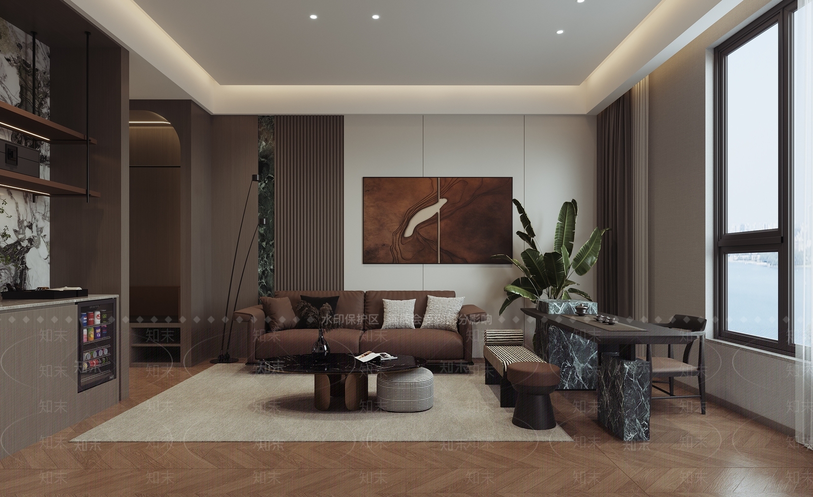 意式极简酒店客房3D模型下载【ID:1227945362】
