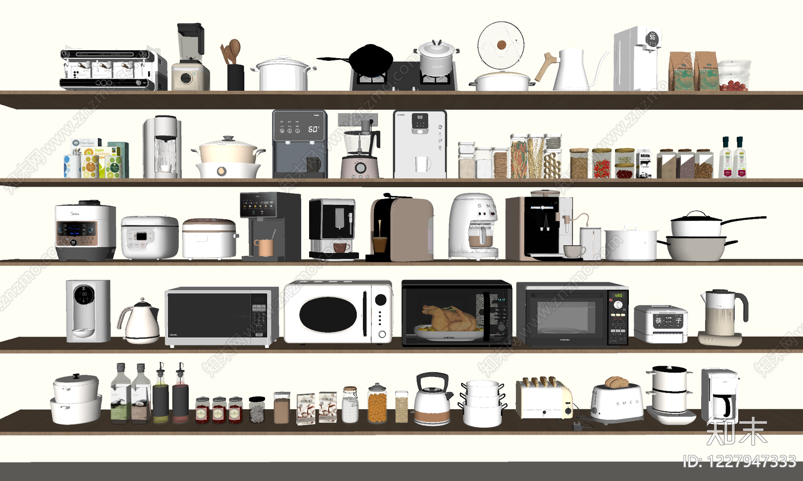 现代简约厨房用品组合SU模型下载【ID:1227947333】