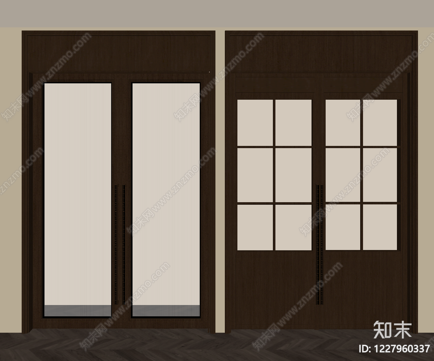 中古风推拉门SU模型下载【ID:1227960337】