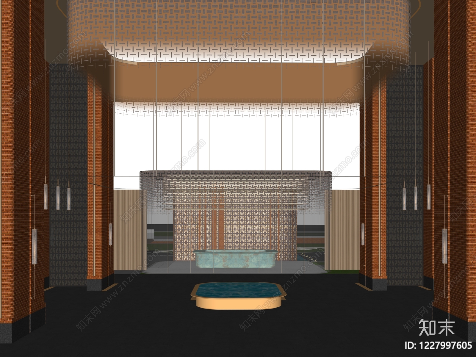 轻奢酒店入口SU模型下载【ID:1227997605】