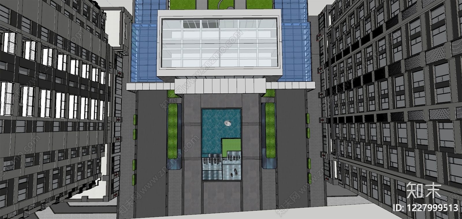 现代主义小区建筑SU模型下载【ID:1227999513】