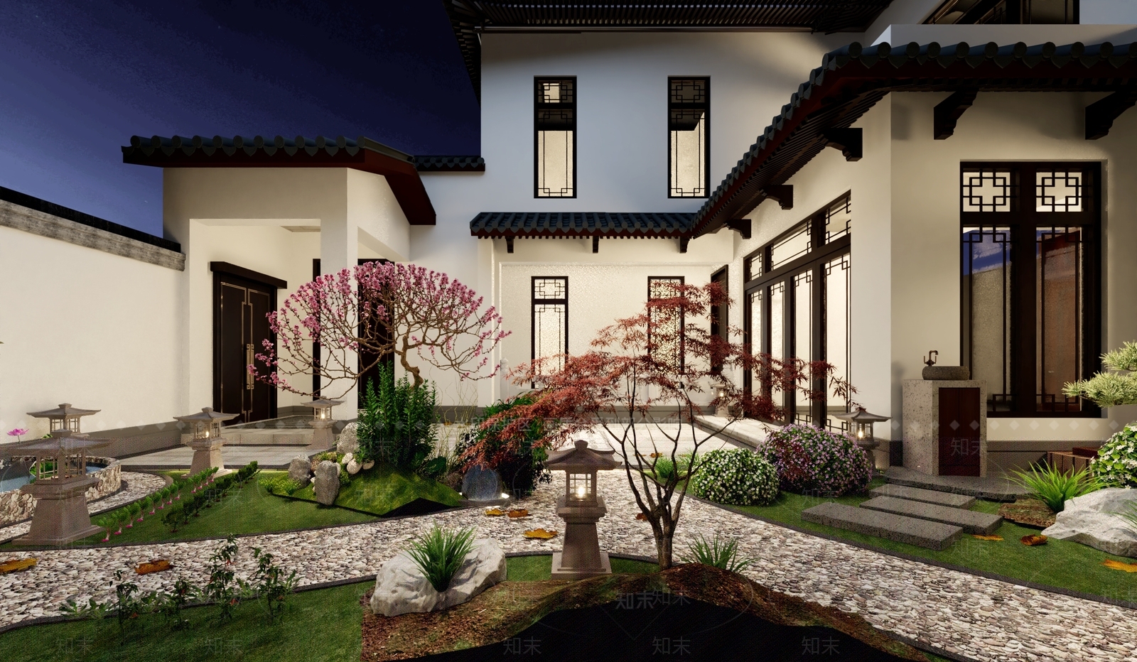 新中式景观庭院3D模型下载【ID:1228000811】