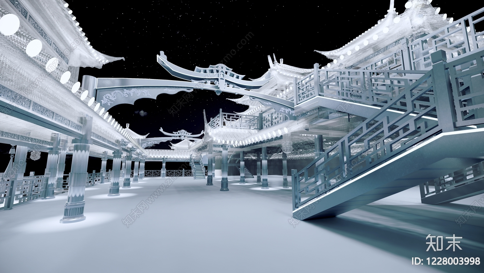 中式古建古建筑SU模型下载【ID:1228003998】
