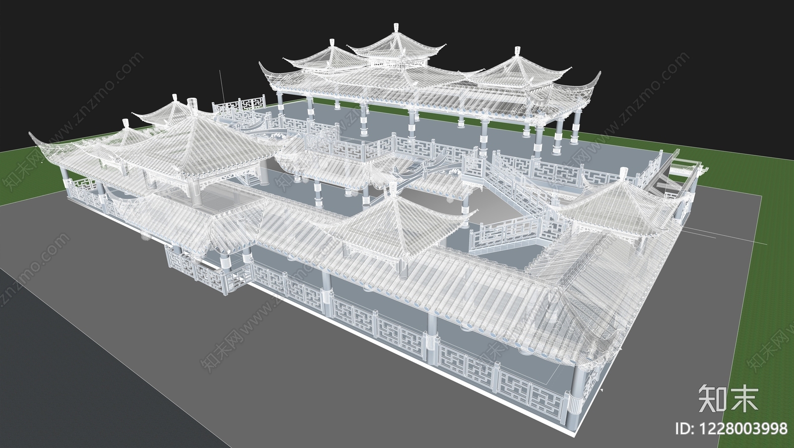 中式古建古建筑SU模型下载【ID:1228003998】