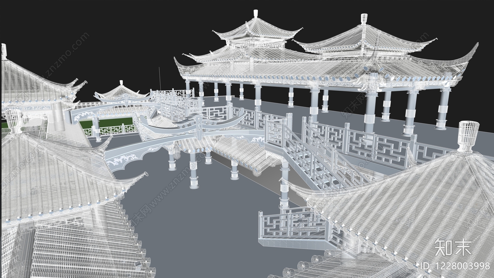 中式古建古建筑SU模型下载【ID:1228003998】