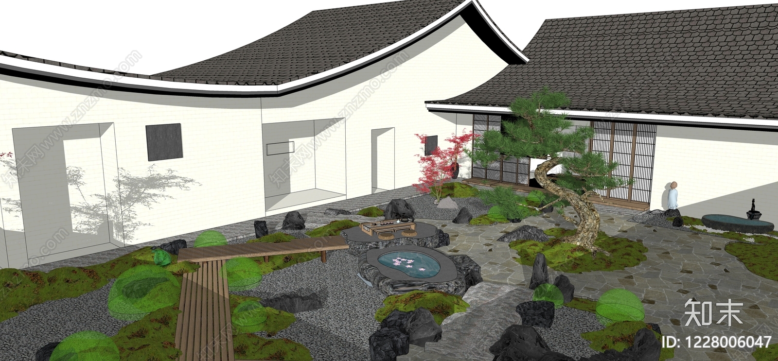 日式别墅庭院SU模型下载【ID:1228006047】