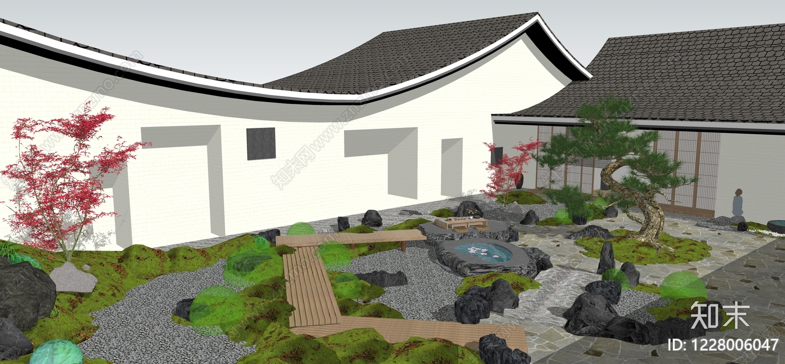 日式别墅庭院SU模型下载【ID:1228006047】