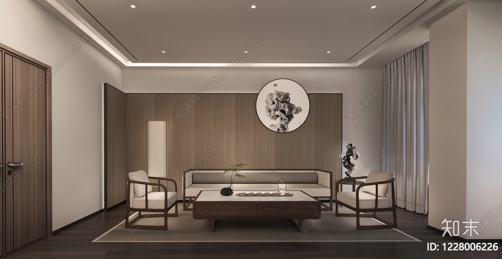 新中式接待室SU模型下载【ID:1228006226】