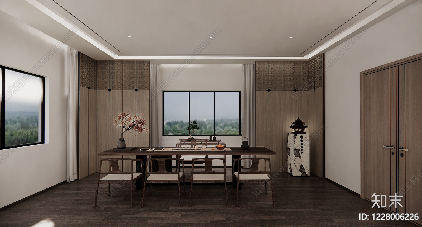 新中式接待室SU模型下载【ID:1228006226】