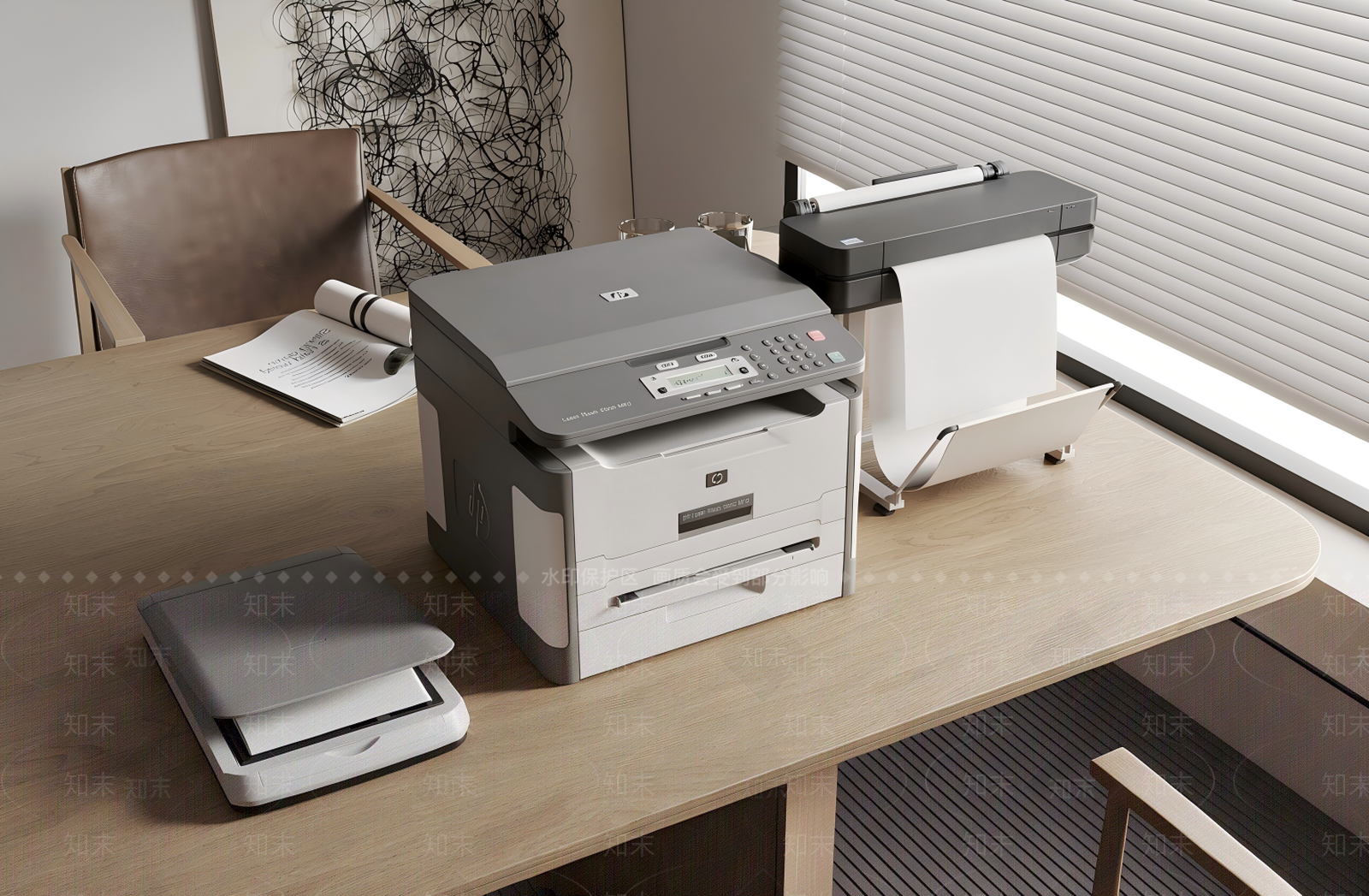 现代简约打印机3D模型渲染效果图