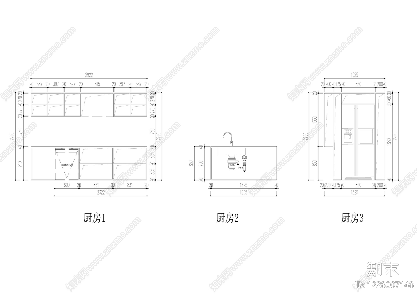 柜子cad施工图下载【ID:1228007148】