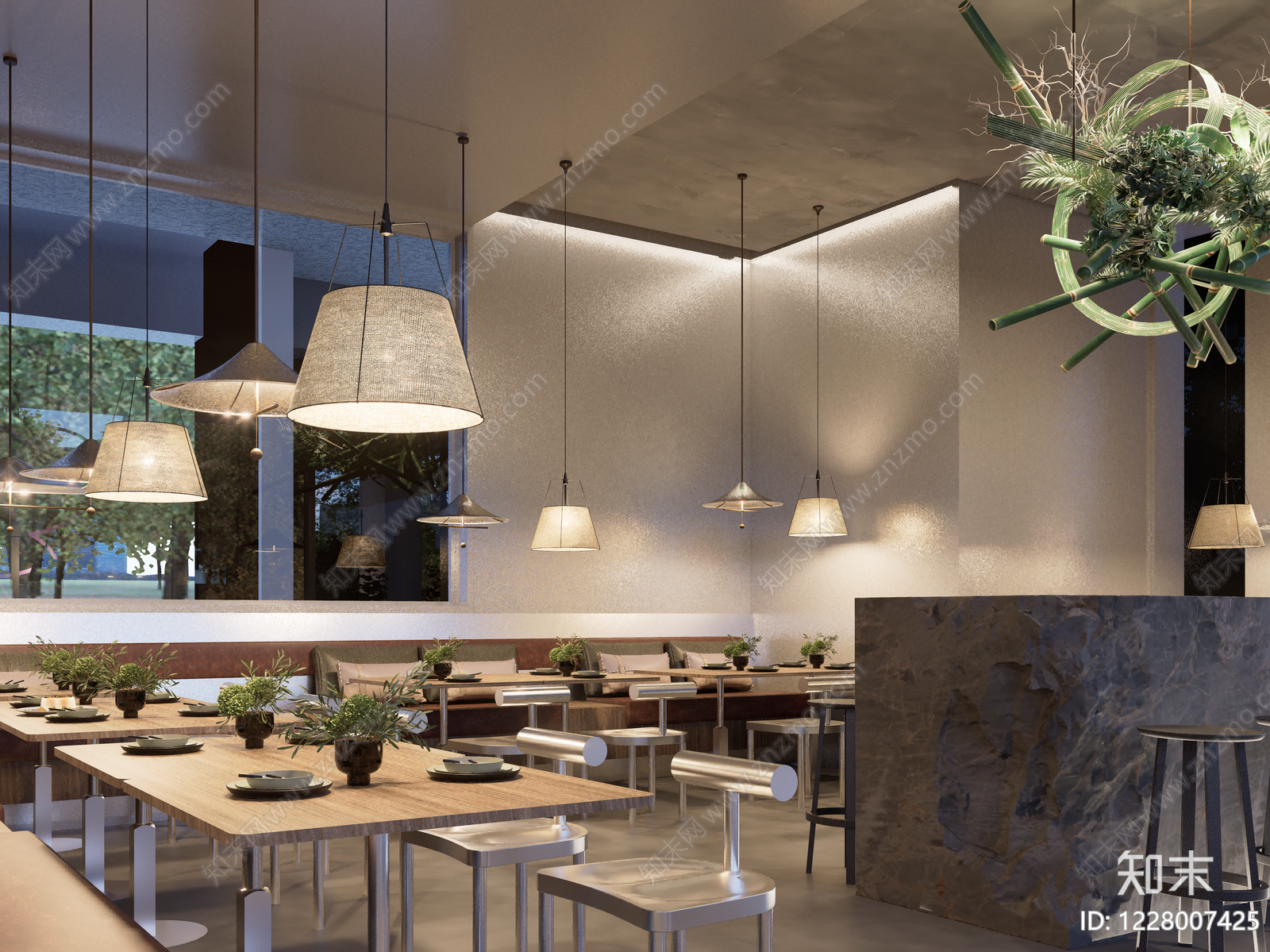 现代茶餐厅SU模型下载【ID:1228007425】