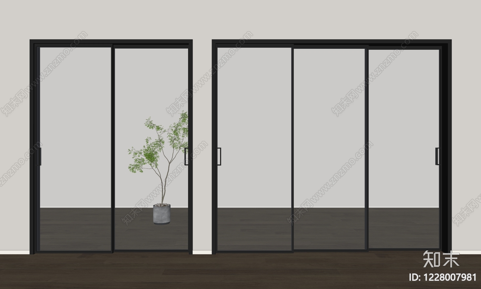 极简推拉门SU模型下载【ID:1228007981】