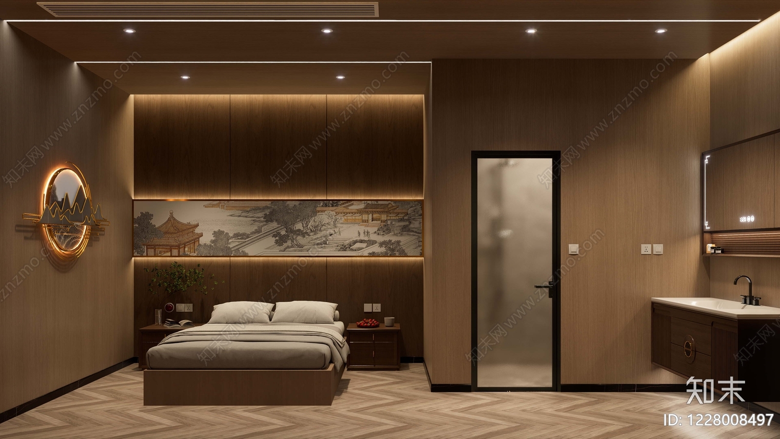 新中式酒店客房SU模型下载【ID:1228008497】