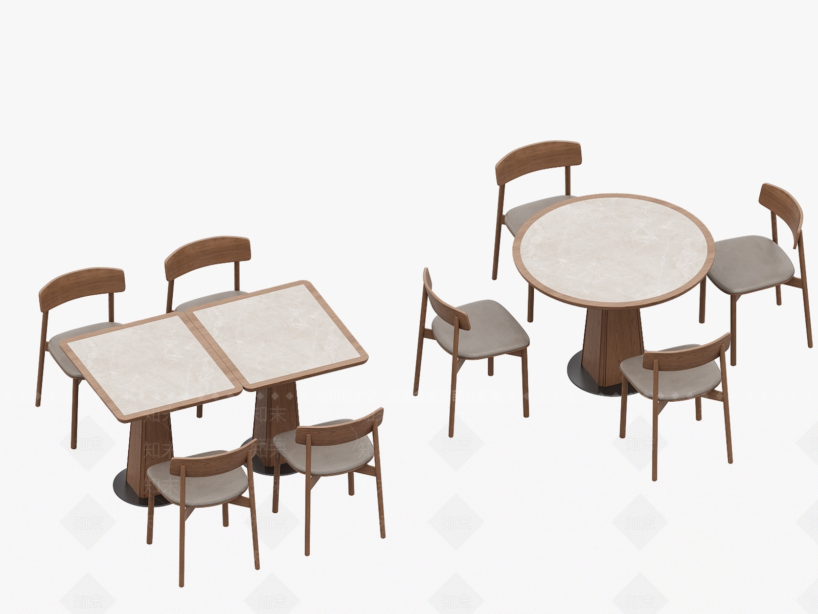 现代简约餐桌椅3D模型下载【ID:1228008664】