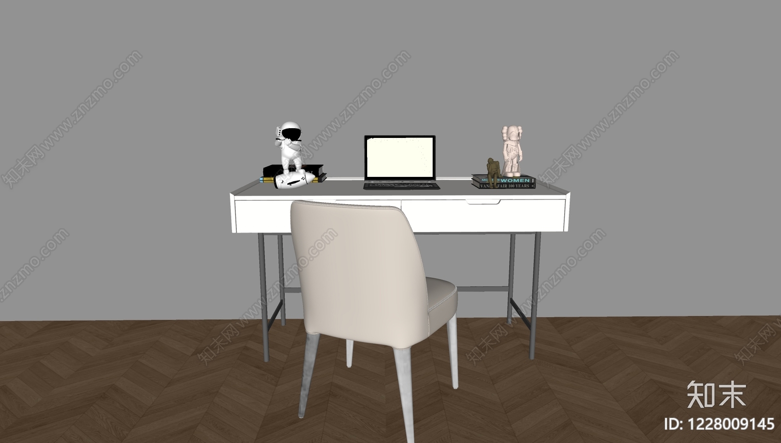 现代简约书桌椅SU模型下载【ID:1228009145】