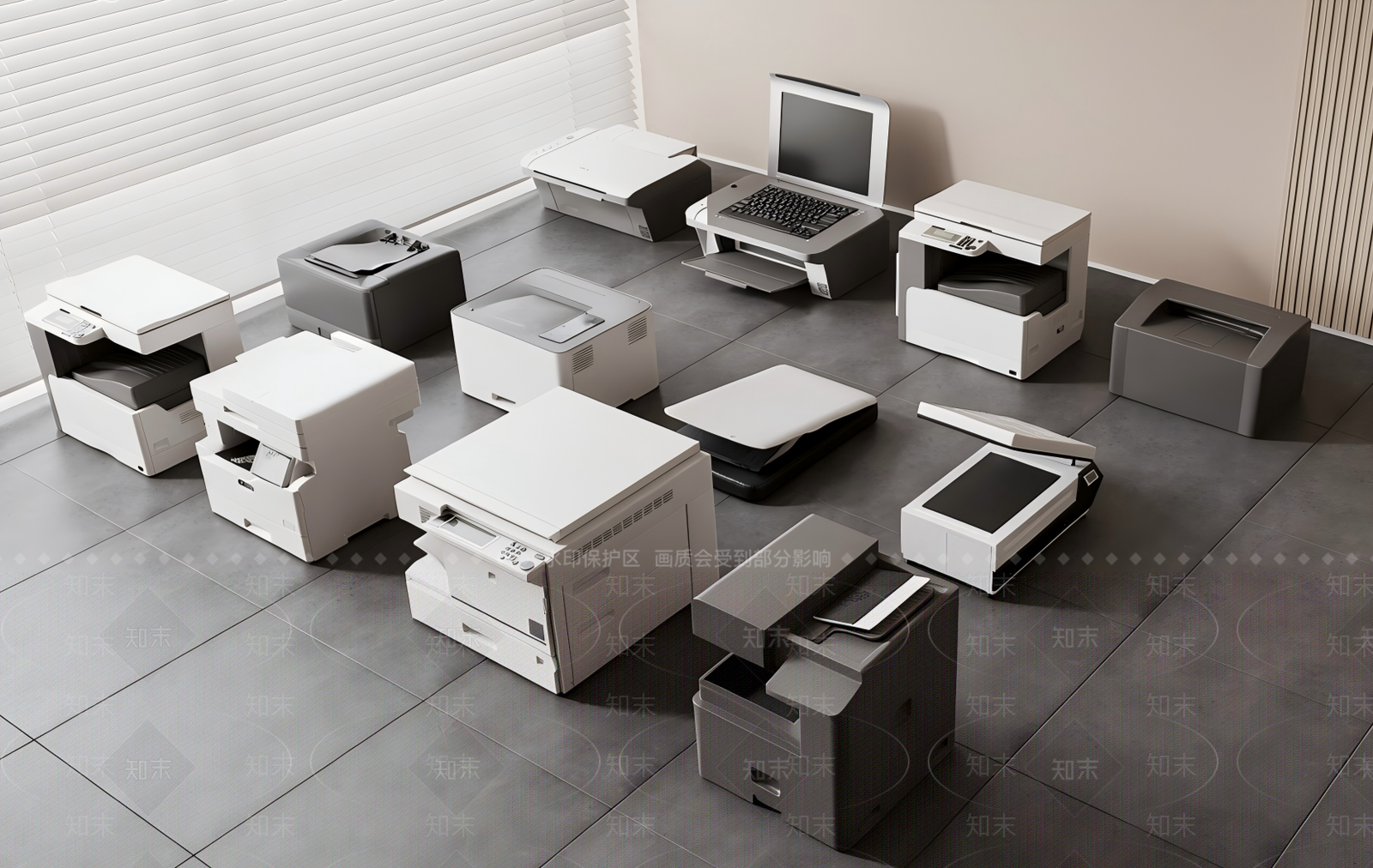 极简打印机3D模型渲染效果图