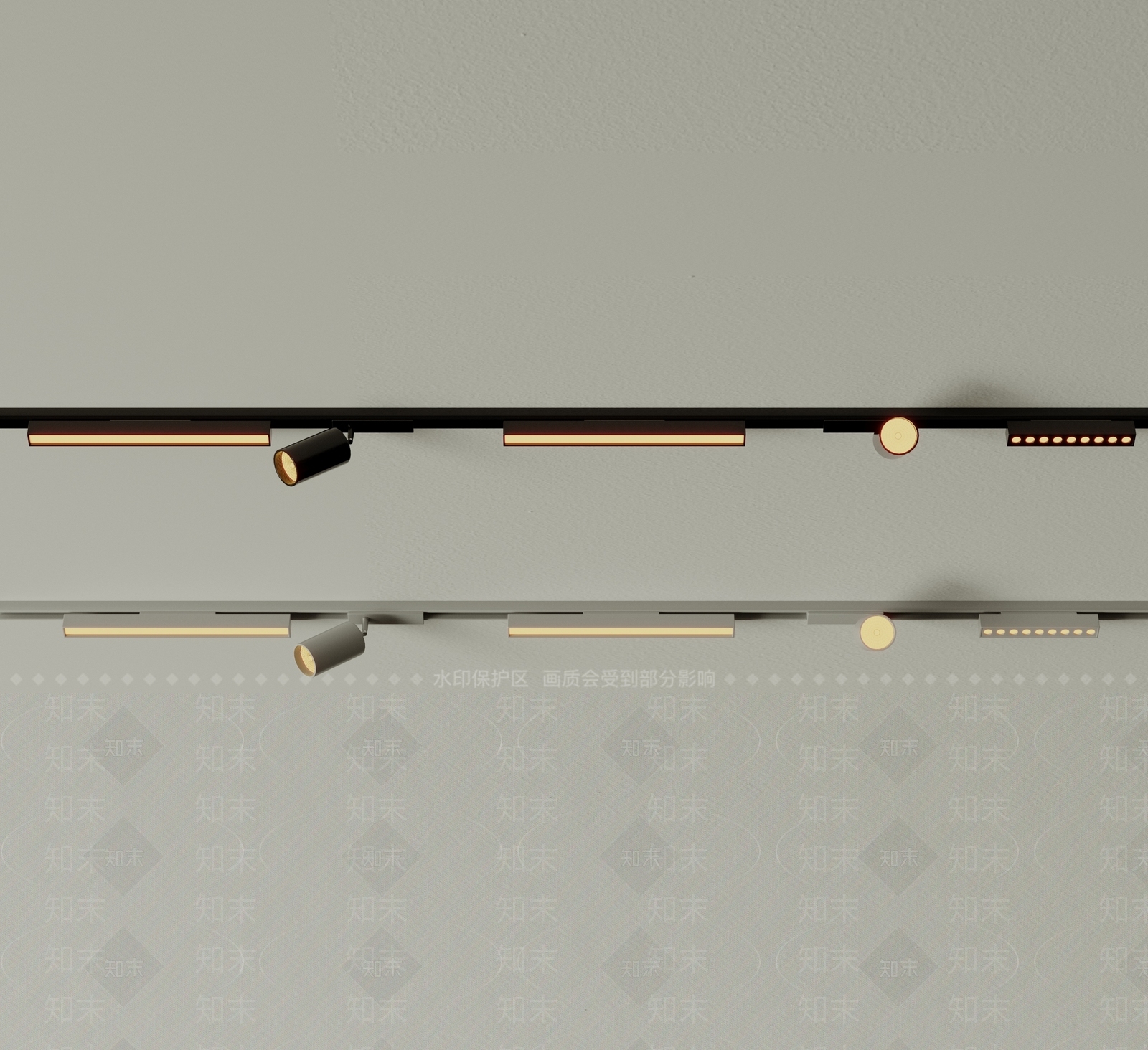 极简筒灯射灯组合3D模型下载【ID:1228011055】