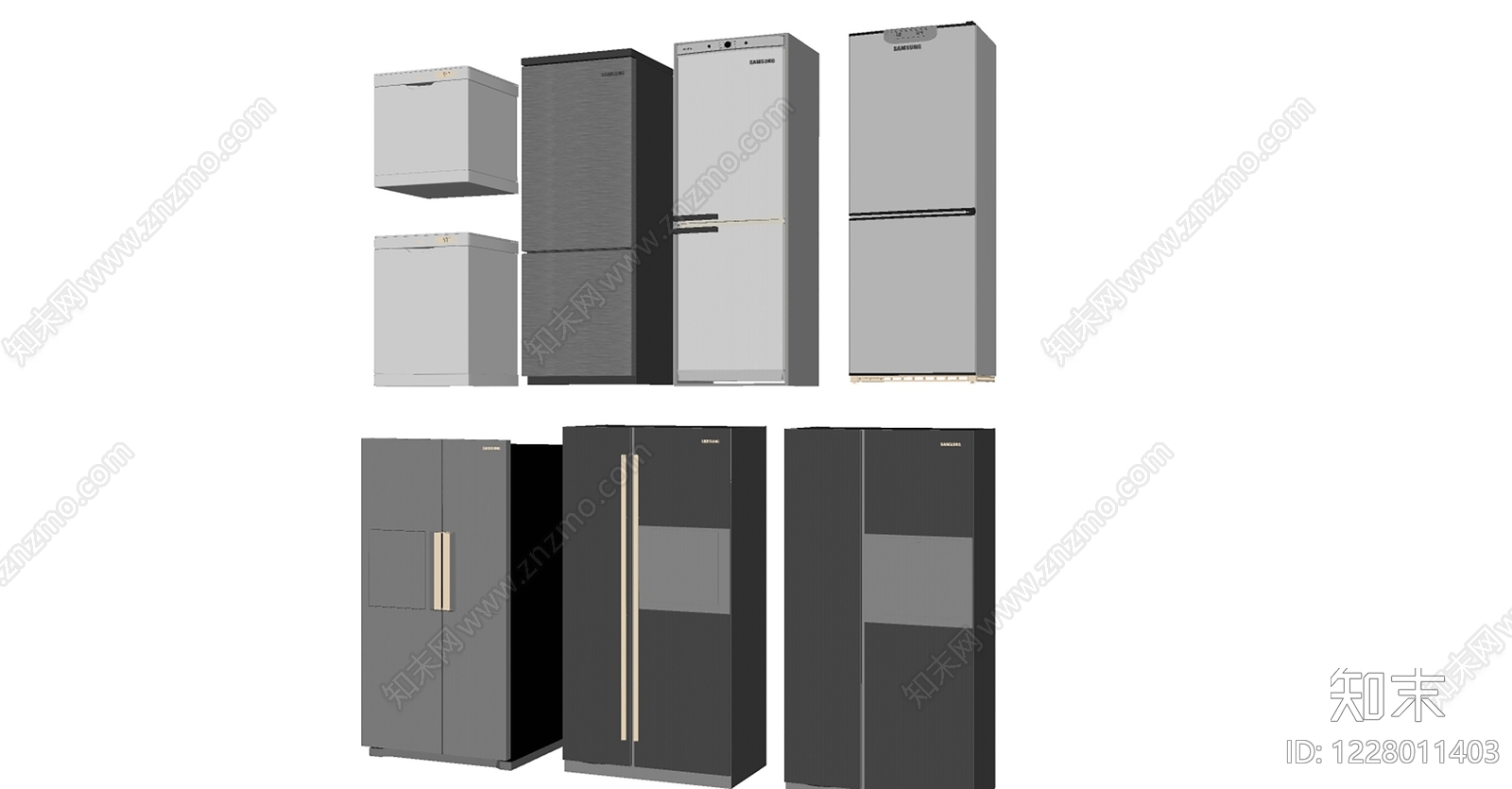 现代简约冰箱SU模型草图